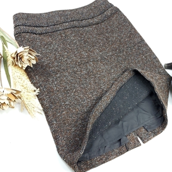 Adrienne Vittadini Thick Brown Blk Texture Skirt 10 - Picture 6 of 15